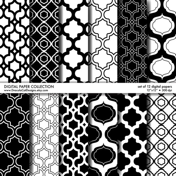 Digital Scrapbook Paper Black & White by DraculaCatDesigns