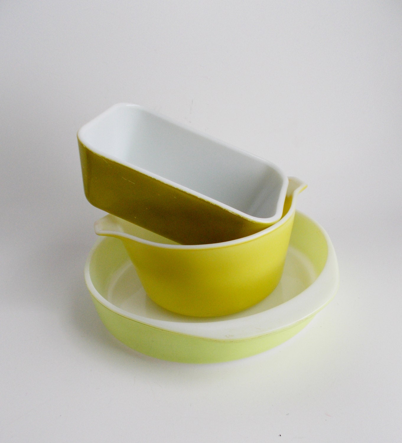 Vintage Pyrex Set of 3 Lime Ovenware Casserole Dishes Refrigerator Dish