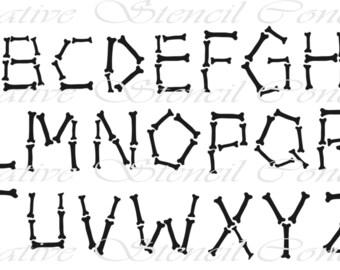 Bones Alphabet Stencil Full Set of 26 Individual Stencils