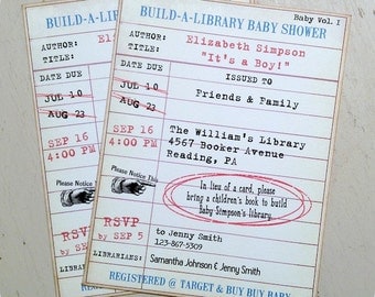 Build A Library Baby Shower Invitations 6