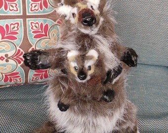 Red Necked Wallaby Posable Art Doll Mom and Joey OOAK