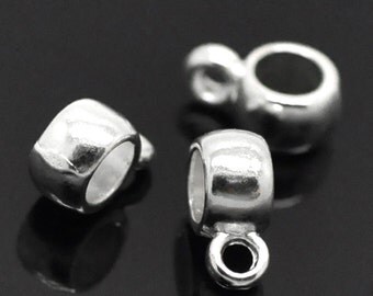 20pc Silver Plated Bail Beads - 9x4mm - Ships from USA, Jewelry Finding, Jewelry Making, DIY, Silver Bail, Bail Charm, Bracelet Bail- B17
