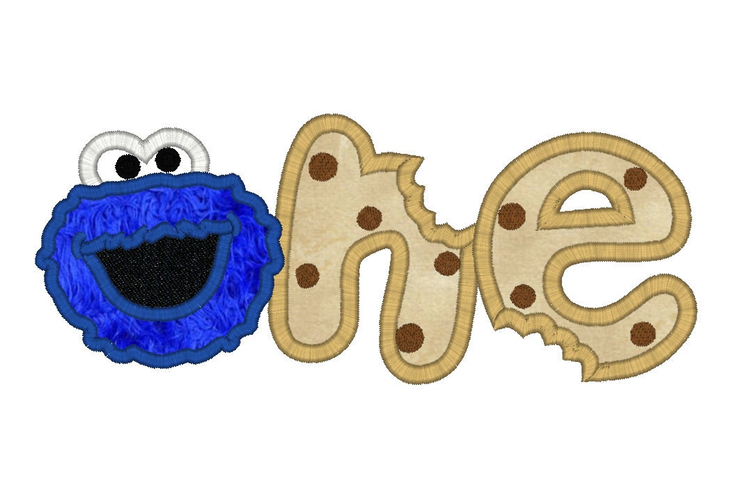 Number One Birthday Cookie Monster Machine Embroidery Digital