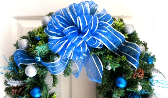 Christmas Wreath Blue and Silver Christmas Wreath Modern