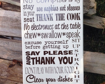 Table Manners 12"x24" sign