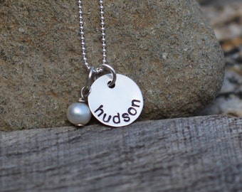 TWO Hand Stamped Single Disc Sterling Silver Necklace Sets