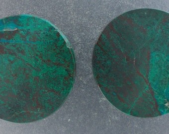 Malachite Chrysocolla 1 1/8", 28.5mm ear plugs one pair