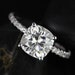 Blanche 7.5mm 14kt White Gold FB Moissanite Cushion and Diamond ALMOST Eternity Engagement Ring (Other metals and stones available)