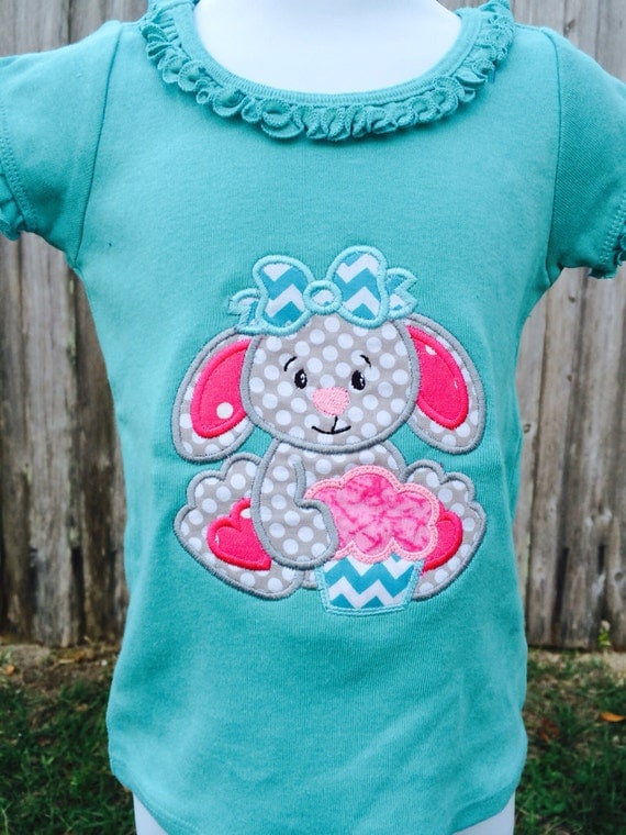 Items similar to Easter Bunny Applique Shirt Girl Toddler Infant
