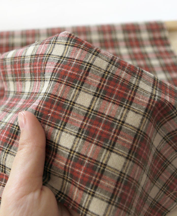 Brushed Yarn Dyed Cotton Fabric Plaid By the Yard 46759