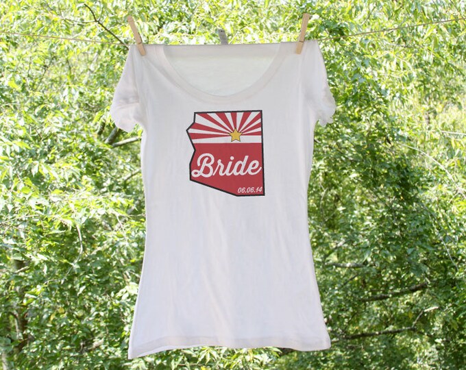 Arizona State Bride with wedding date (can personalize with wedding colors) - Scoop, Vneck or Tank