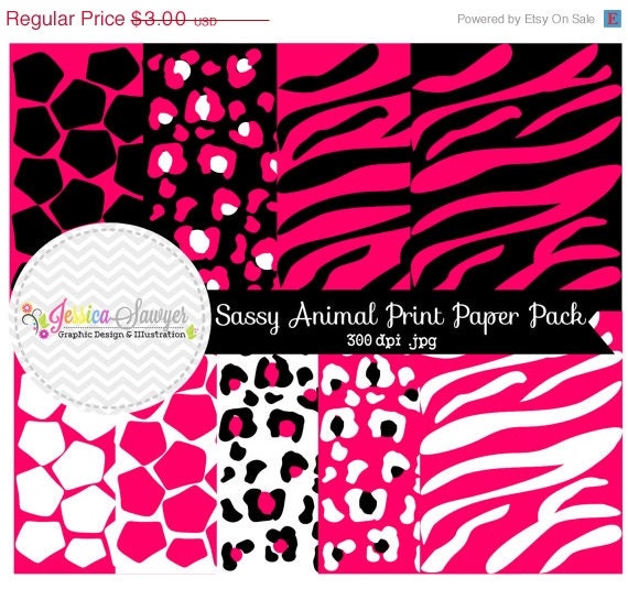 50% OFF - INSTANT DOWNLOAD, pink animal print digital paper, safari background, commercial use for invitations, party supply, more Il_570xn