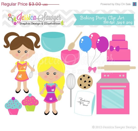 50% OFF - INSTANT DOWNLOAD, baking party clip art - bake clipart - bakery graphic - commercial use - birthday graphici design Il_570xn