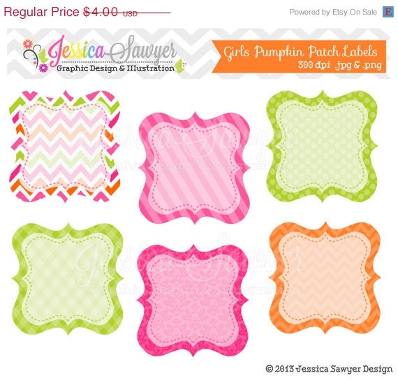 50% OFF - INSTANT DOWNLOAD, girls pumpkin patch labels, printable labels, digital frames, for personal use, commercial use, scrapbooking, pa Il_570xn