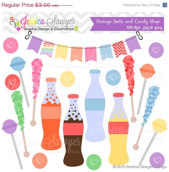 50% OFF - INSTANT DOWNLOAD, vintage soda and candy shop clipart, for commercial use, personal use, cards, scrapbooking, invites Il_570xn