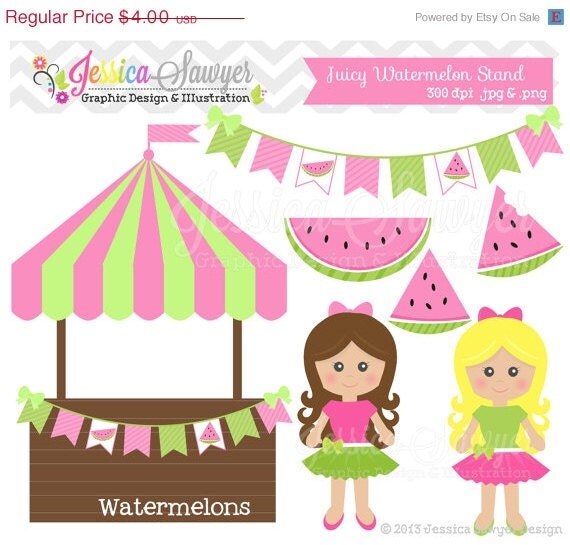 50% OFF - INSTANT DOWNLOAD, watermelon clipart, fruit clip art, for commercial use, invitations, greeting cards Il_570xn