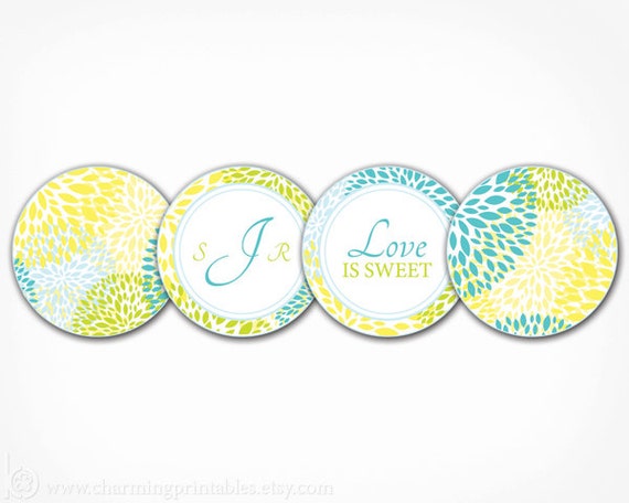 Floral Cupcake Toppers - 4 Styles PRINTABLE DIY Digital File - Flower Garden Party Circles, Stickers, Favor Tags, Labels - Floral Collection Il_570xn