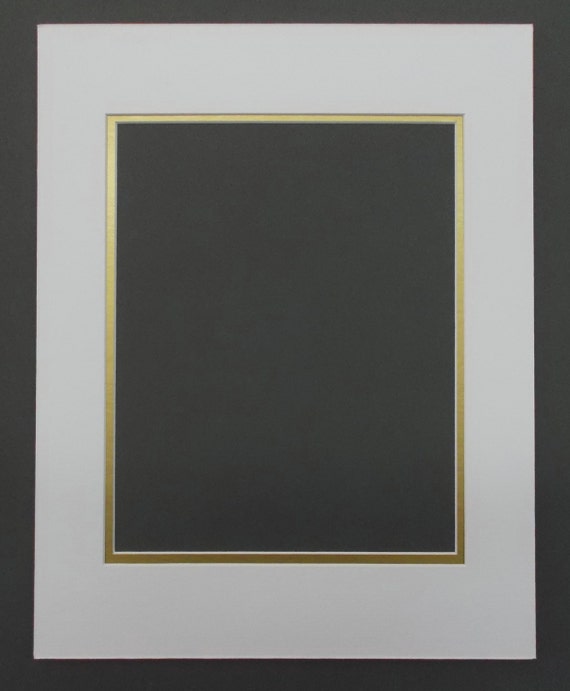 22x28 White & Gold Double Picture Mat With White Core Bevel