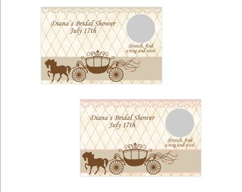 Personalized Vintage carriage Bridal Shower Scratch off Game - set of 6