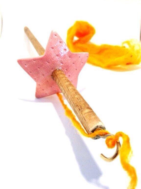 Pink Drop Spindle Winder Yarn Roving Handmade by MuddyHeart