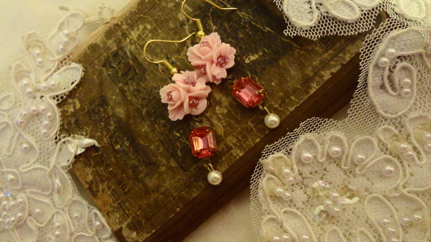 Shabby Chic Shades of Pink Earrings. Marie by BerthaLouiseDesigns