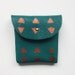 COIN PURSE // petrol blue leather with copper triangle print