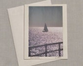 Framable blank photo card;  Sailboat photo card;  Ocean card; Santa Monica CA Pacific Ocean Wall Art