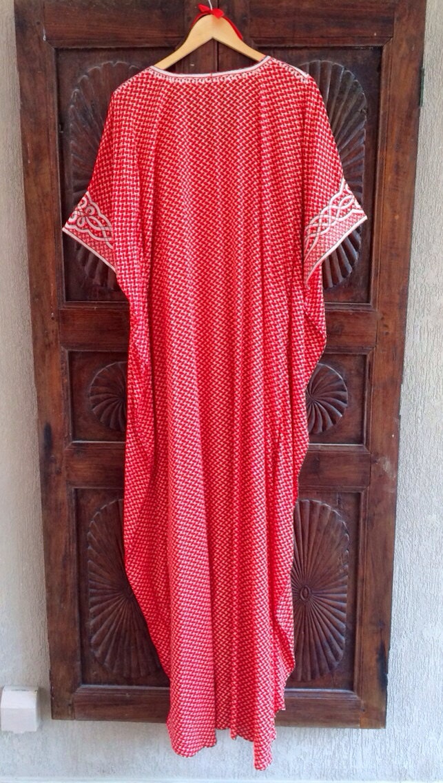 Keffiyeh cotton caftan long maxi dress