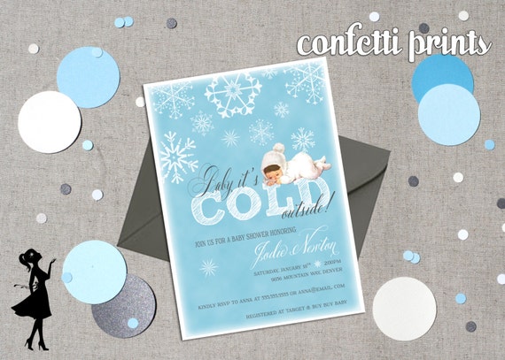 Retro Baby Shower Invitation - SNOW BABY Printable Il_570xn