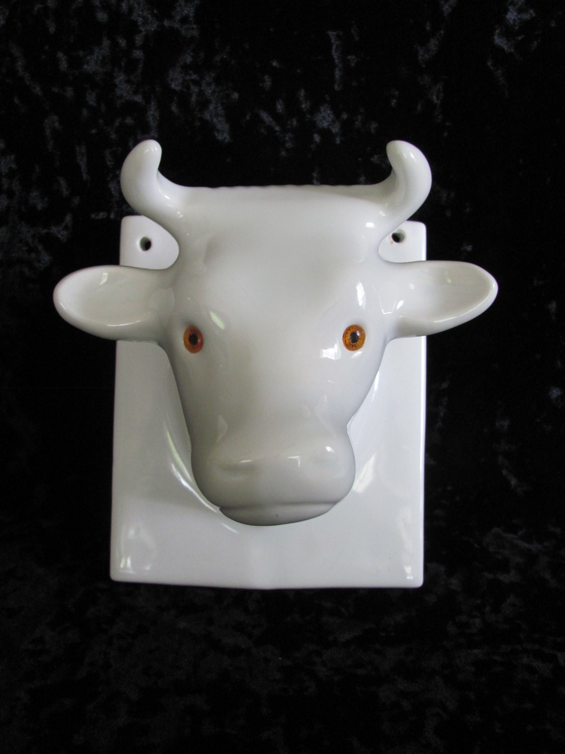 Ceramic Cow Bull Head Towel Tie Rack Jewelry Holder