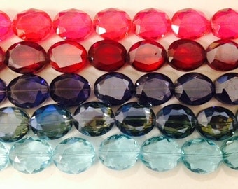 20x24mm oval shaped, faceted, chinese crystals, glass, 13beads