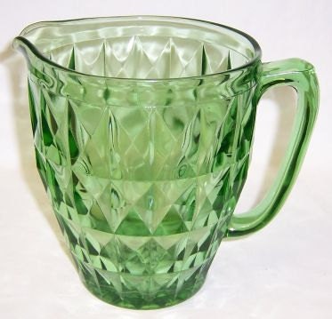 Jeannette Depression Glass Green WINDSOR DIAMOND Water Pitcher – Haute ...