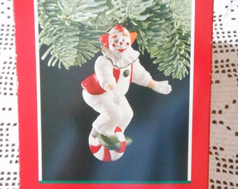 Hallmark Ornament - 1989 Peppermint Clown Hand-Painted Fine Porcelain Ornament In Original Box
