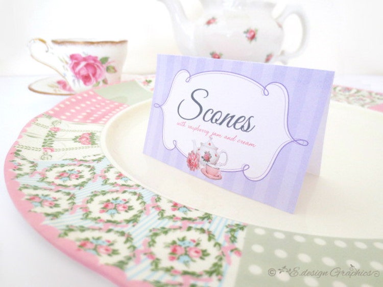 VINTAGE Printable Tea Set Party Food Labels by EdesignGraphics