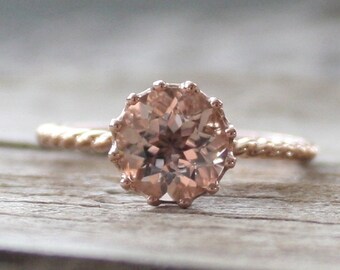 Morganite And White Sapphire 3-Stone Bezel Ring in by Studio1040