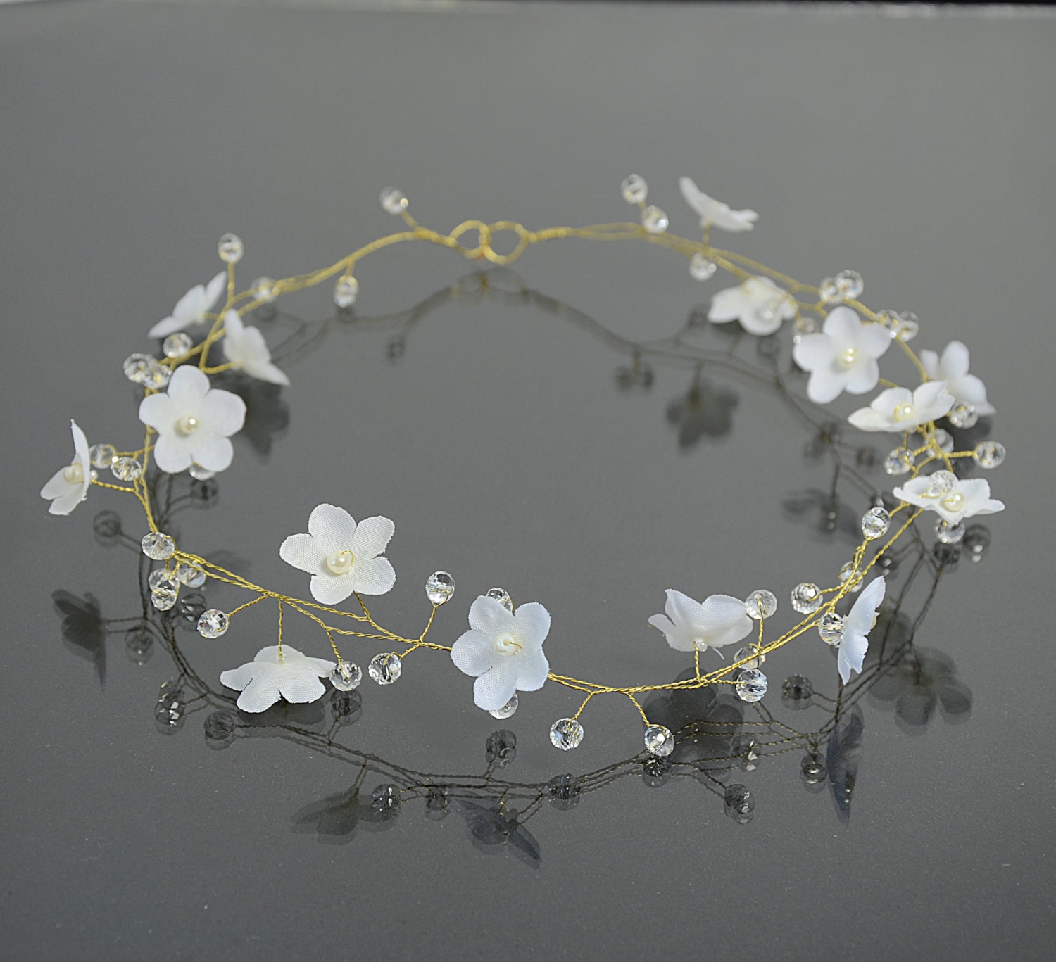 Bridal White Flower Tiara Flower Crown Bridal Hair