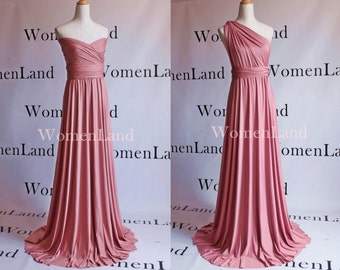 Dusty Pink For Infinity Dress Convertible Wedding Bridal Party Bridesmaid Floor Length Evening Feminine Gown Woman Multi Wrapping Dresses