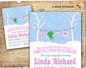 Winter Baby shower invitation for baby girl or twins- DIY printable invitation for couples coed baby shower Il_170x135