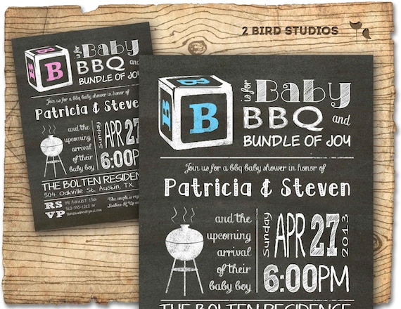 Baby shower invitation - Coed baby shower or for couples BBQ baby shower- DIY chalkboard printable baby shower invite Il_570xn