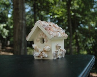 Wood Birdhouse, Seashells, Patio Furnishings, Nautical, Decorative ...