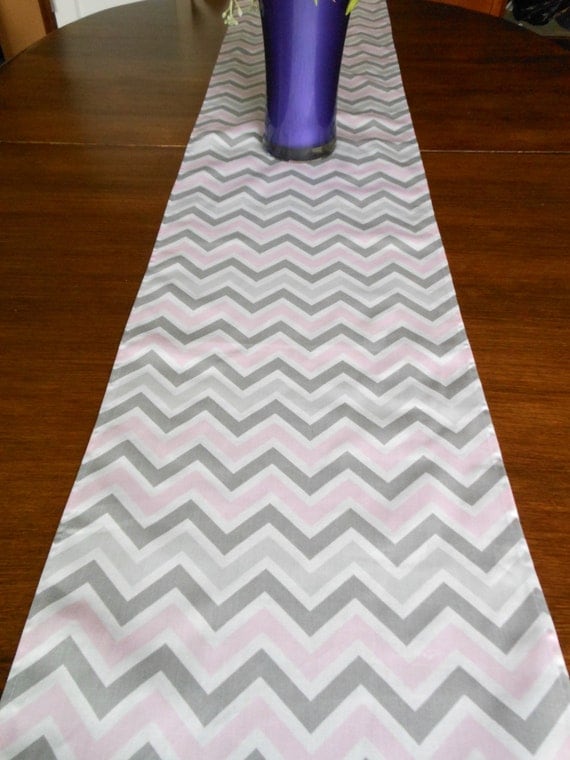 Pink TABLE RUNNER PINK Pink Gray Chevron Table Runners baby