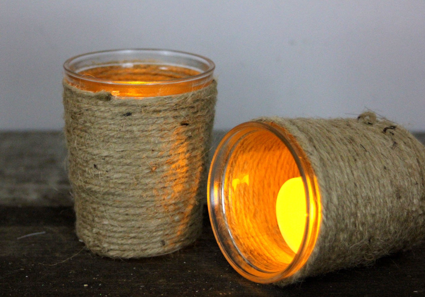 Jute Wrapped Glass Candle Holder with Candle by Heritage1956