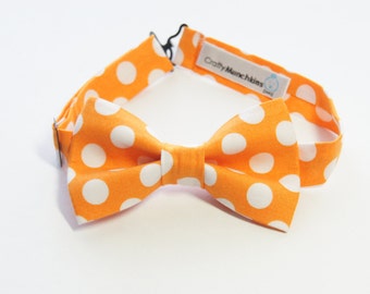 Bow Tie - Orange with Polka Dots Bowtie