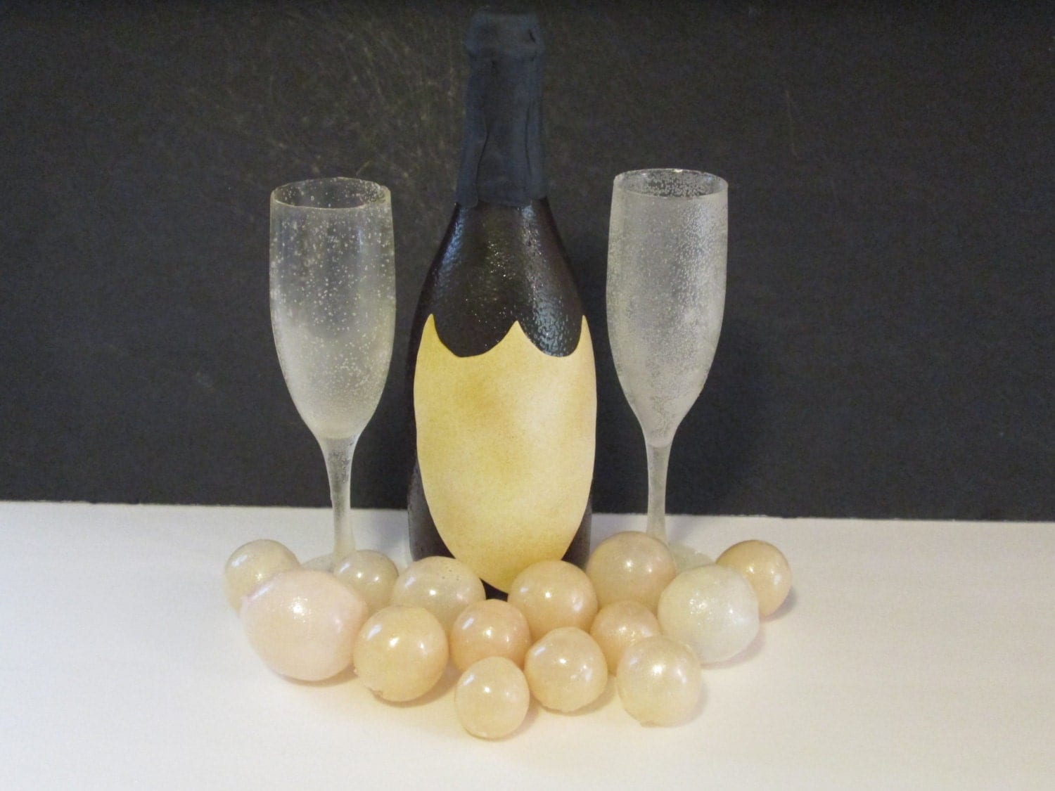 champagne bottle cake topper edible sugar flute glass bubbles