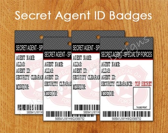 Secret Agent Spy Id Badges - Instant Download