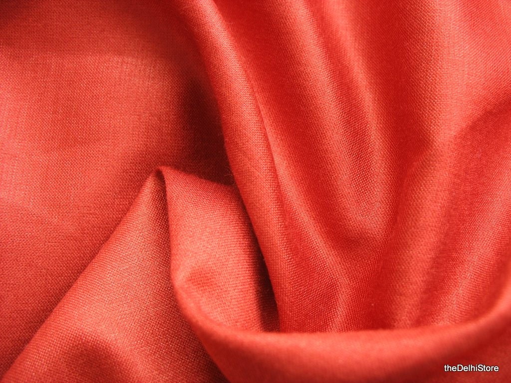 Brick Red Rayon and Silk blend Fabric