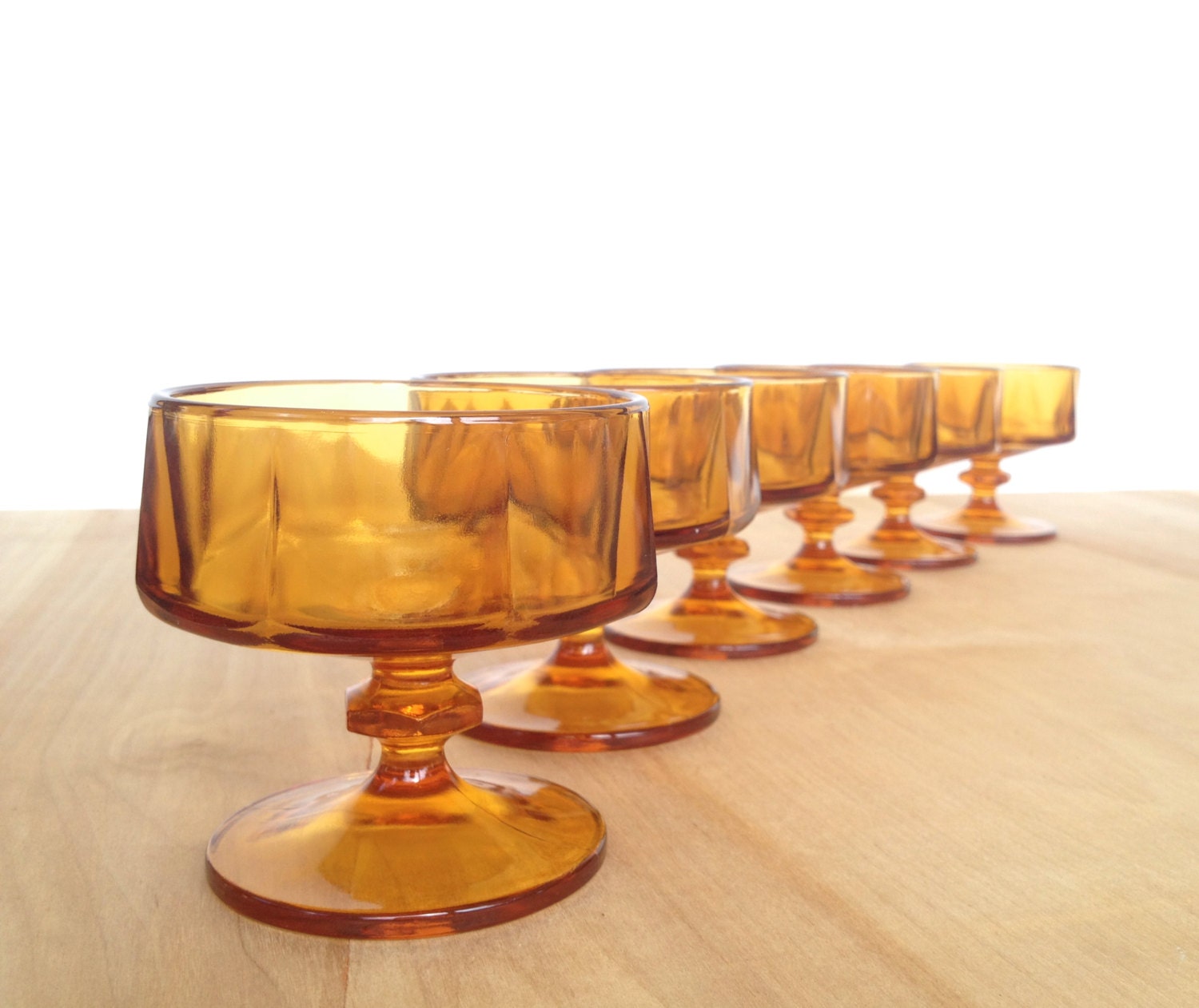 vintage amber glass footed dessert bowls by amysvintagedecorium