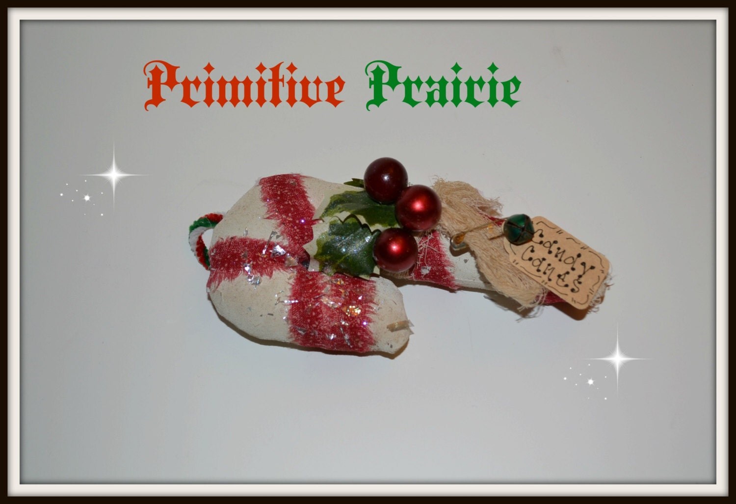 Primitive Candy Cane, bowl filler, tucks,christmas decoration, holiday decoration, christmas gift tag, hand made