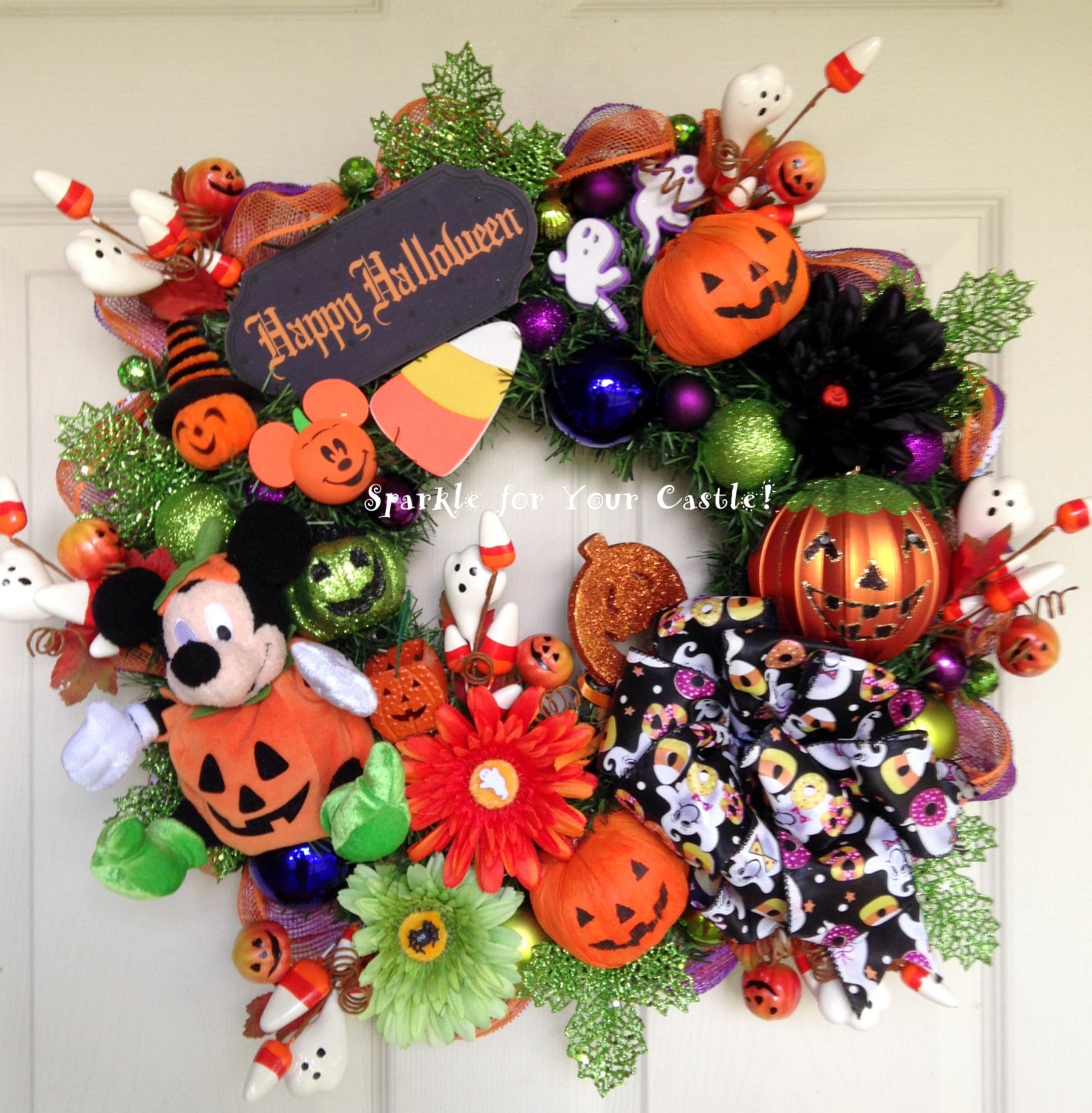 Disney Halloween Wreath Mickey Mouse Pumpkin