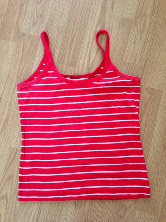 Vintage Red and White Striped Cropped Tank by MariahLouiseVintage